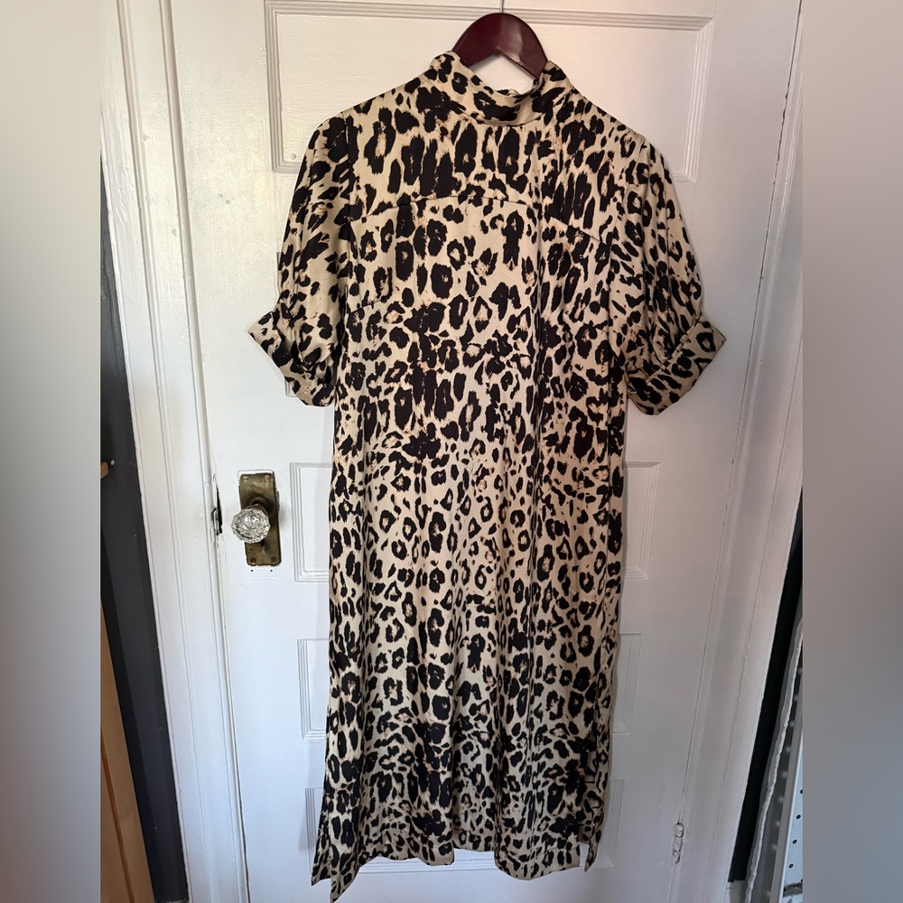 Zara Black and Cream Animal Print Dress